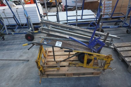 Stone cutter + pallet cart with brakes etc.