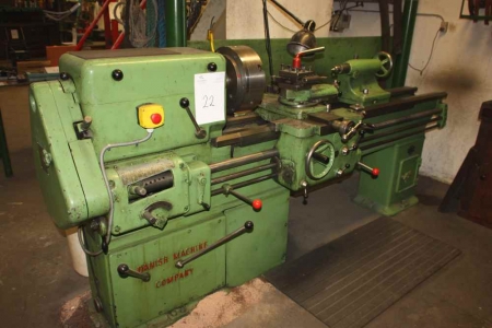 Lathe, Danish Machine Company. Centre height: approx. 230mm. Carriage length approx. 1800mm. Bore: ø50mm