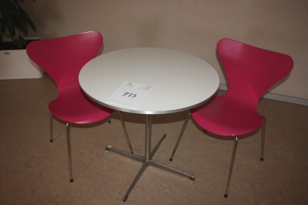 Fritz Hansen cafe table + 2 pcs. 7-'s chair, Fritz Hansen