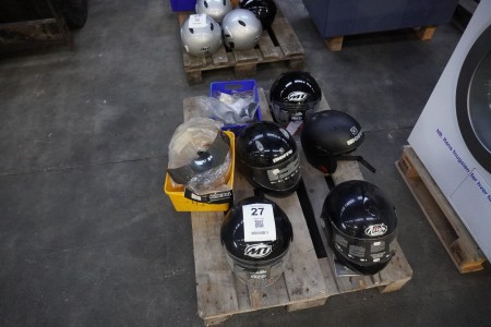 5 pieces. crash helmets + various accessories