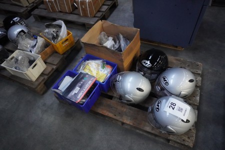 4 pieces. crash helmets + various accessories