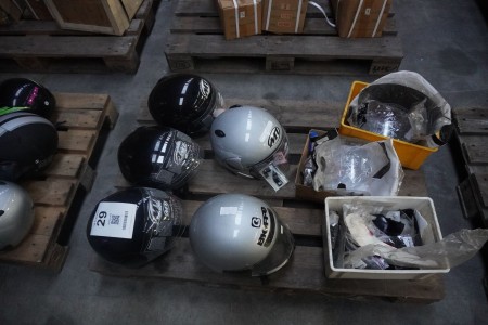 5 pieces. crash helmets + various accessories