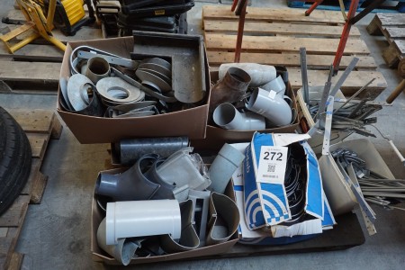 Pallet with various fittings, hangers, etc.