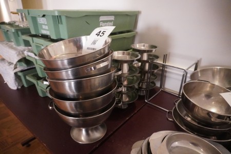 Various bowls etc. in stainless steel