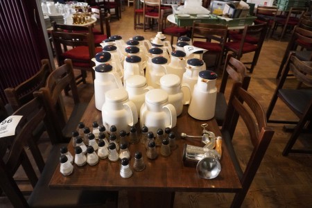 Large batch of coffee pots + various salt & pepper sets
