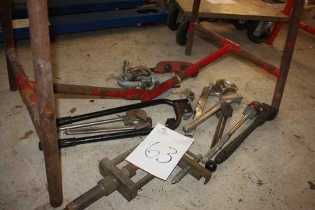 Pipe bending equipment, pipe cutter, etc. under the table