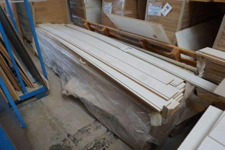 1 pallet containing various wooden elements for the production of cabinets, drawers, etc.