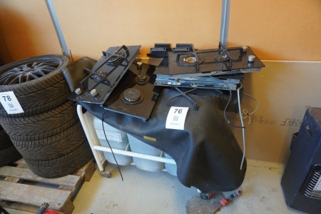 Various hobs, gas heater, cleaning cart & 3 cans of inorganic waste