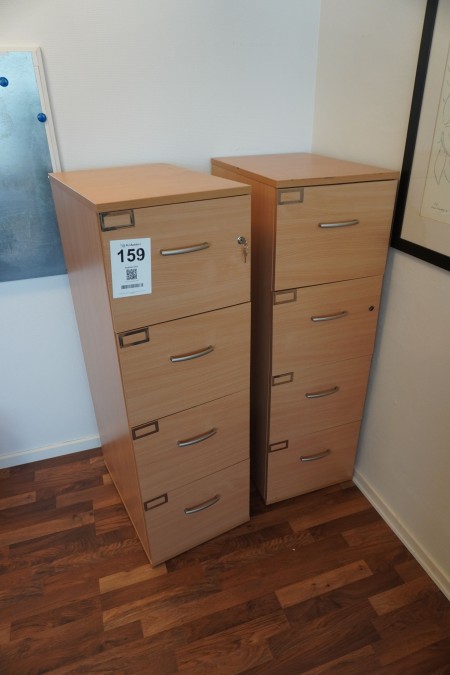 2 pcs. filing cabinets in wood