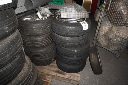 9 pcs. tires with rims and caps for mustang