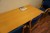 Dining table with 5 chairs, bookcase & notice board