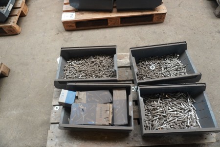 4 boxes with various acid-proof bolts