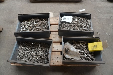 4 boxes with various acid-proof bolts