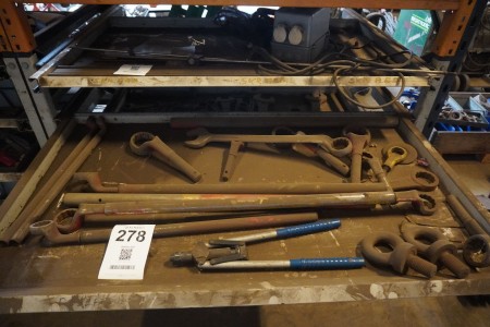 Shelf with various wrenches