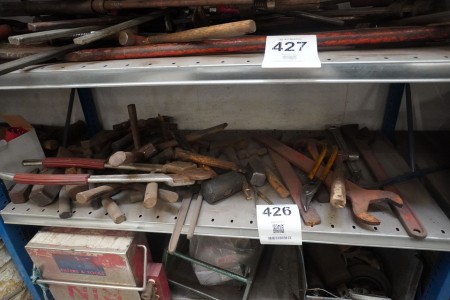Contents on & under shelf of various hand tools, box for fresh air supply, etc.