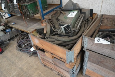 Pallet with various welders + welding cables