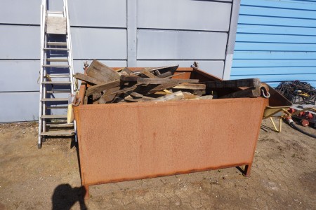 2 pcs. scrap boxes containing various wood & iron