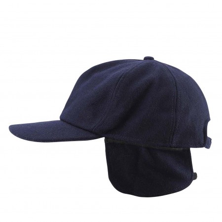 Melton caps with flap, 25 pcs. Navy
