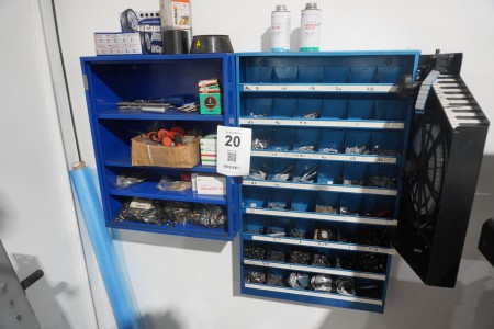 2 pcs. assortment shelves with various weight blocks for tires, hubcaps, etc.