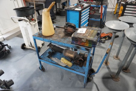 Workshop trolley in iron with contents