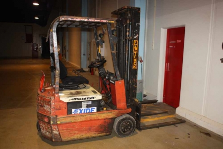Forklift, electric, Mitsubishi, FBT 15-P/216880036. TC-18. Capacity: 1500 kg. Service: end of 2012. Hours: 9024