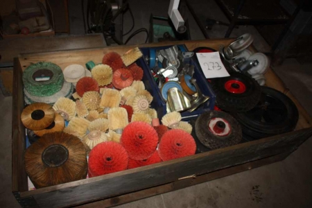 Box of industrial wheels and brushes