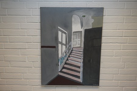 Painting in oil / acrylic, name: Upstairs, artist: Tage Johansen