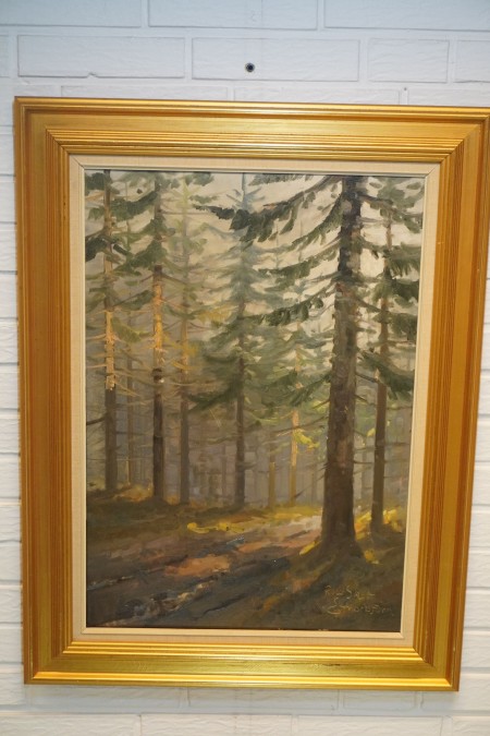 Painting in oil / acrylic, name: Rold skov, artist: E. Thorbjørn
