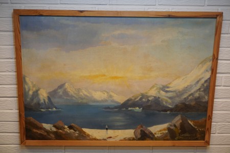 Maleri i olie/akryl, navn: Grønland, kunstner: E. Thorbjørn