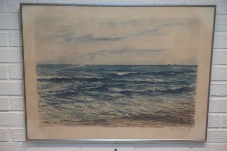 Lithograph, name: The sea, artist: Niels Nielsen