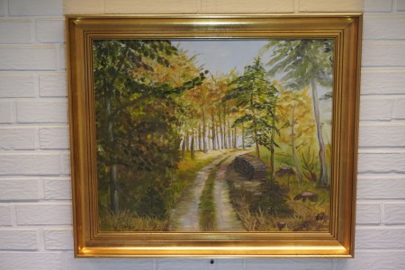 Painting in oil / acrylic, name: The forest, artist: Sigmund Jacobsen