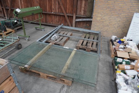 Galvanized frame with tempered glass and drain. For roof over stairs