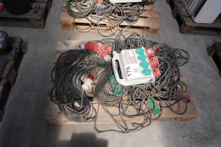 Palle med diverse kabler, ledninger, strømtavle mv.