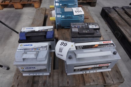 4 stk. bilbatterier, mærke: VARTA, Bosch & Exide