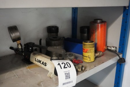Contents on 7 shelves of various jacks, filters, syringes, etc.