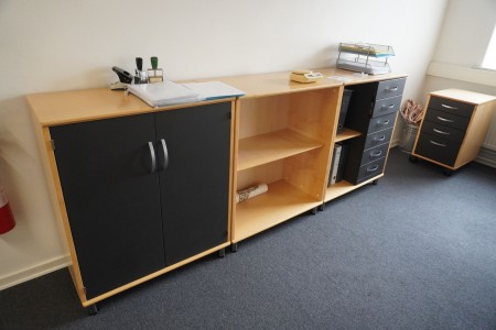 1 piece. cabinet, 1 pc. bookcase, 1 pc. drawer section & 1 pc. drawer cassette