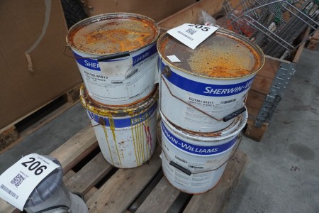 4 buckets of paint, brand: Sherwin-Williams