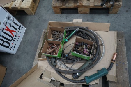 2 pcs. welding hoses, brand: Migatronic + various parts