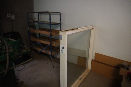Wooden window incl. workshop shelving