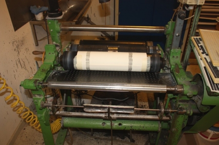 Stamp Printing machine. Very old. Trolley with various stamp tools