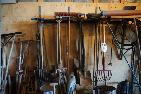 Various garden tools on the wall