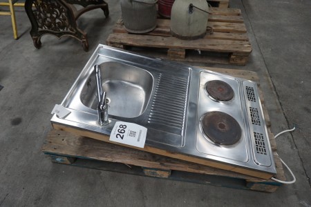 Steel sink with electric burner