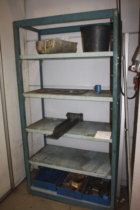 2 x steel shelving with content, height = 2000 x width = 1000 x depth = 490 mm