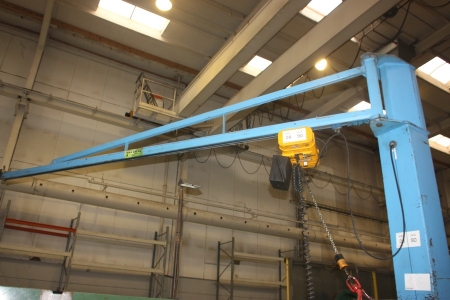 Column Jib Crane, attachment approx. 4 meters + electric hoist, ABB, 250 kg
