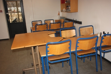 4 x 6 person canteen table + 2 x 4 seater canteen table + 32 chairs, etc.