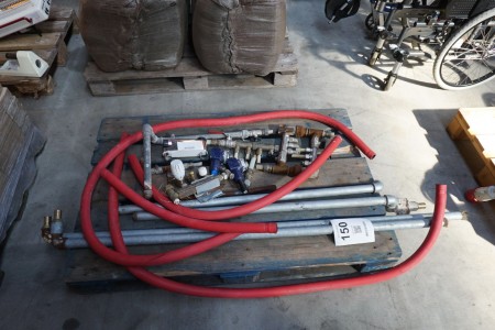 Pallet with various pipes, pipe fittings, fittings, etc.