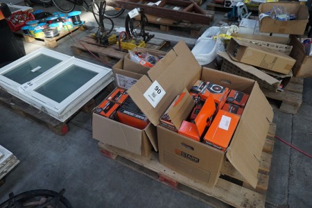 Boxes with various paint sprayers etc.