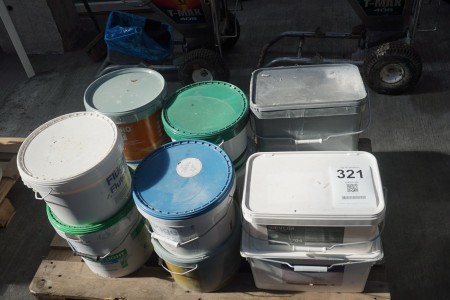 Large lot of paint, primers and fabric glue