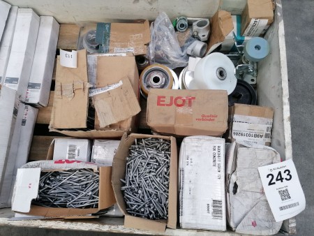 Pallet with various screws, washers, etc.