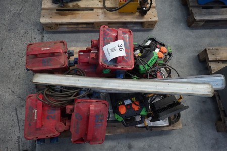 Lot of power boxes, work lamps, etc.